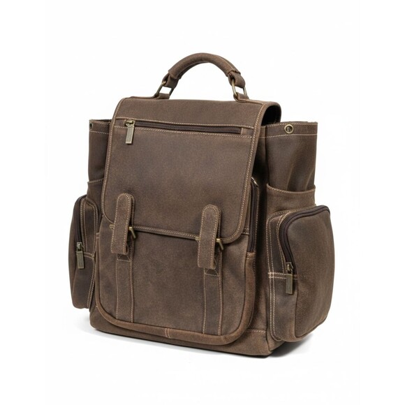 Claire Chase Jumbo Leather Laptop Backpack Brown Fits 17" Computer Bag #329 - Picture 2 of 10